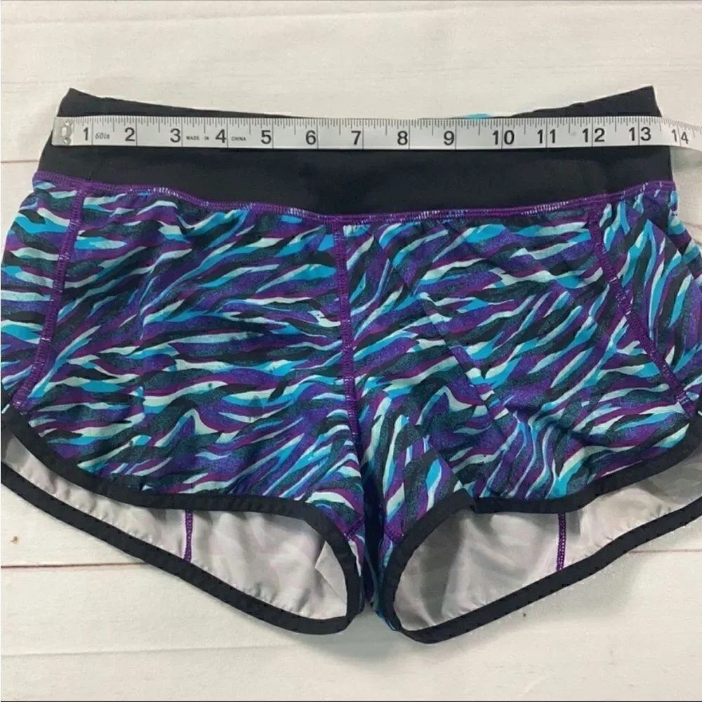 Ivivva By Lululemon Speedy Shorts Black, Blue & Purple Zebra Print